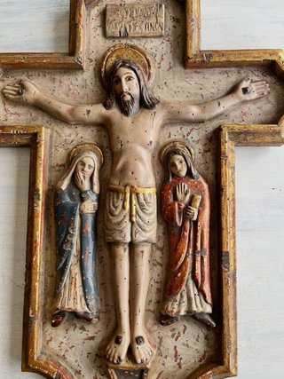 Cruz de Calvario Relieve Arte Sacro 56cm