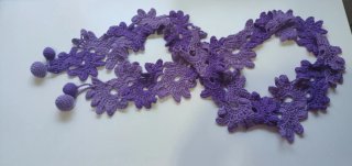 Bufanda Crochet Flores Violeta Lana Hecha Mano
