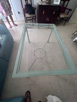 Mesa de centro forja y cristal extensible