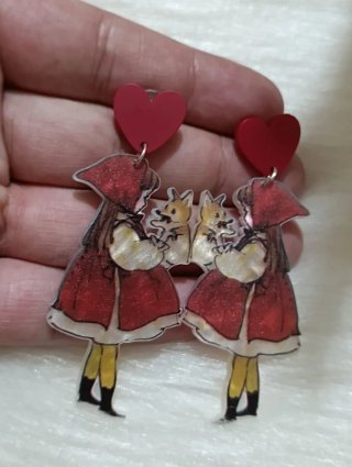 Pendientes Corazón y Niña con Zorro