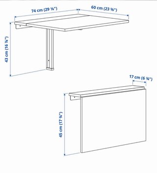 Mesa abatible pared IKEA NORBERG blanca
