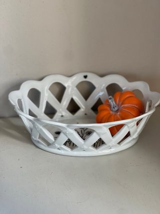 Cestino porcellana decorato fiori