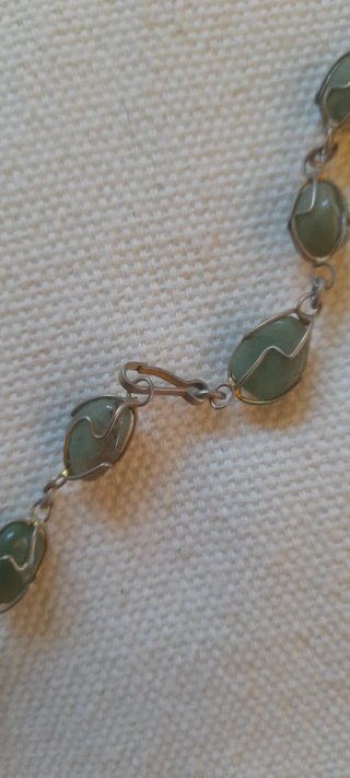 Collana vintage giada serpentina pietra dura cm 86