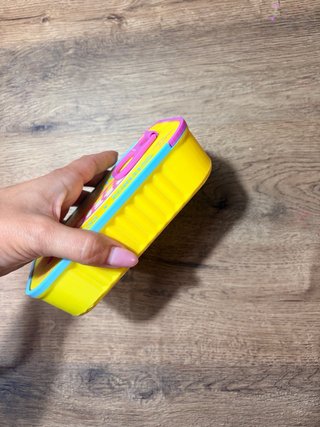 Joyero de viaje grande azul y amarillo