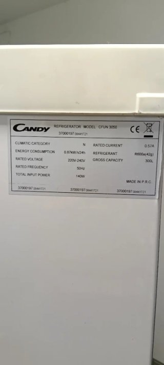 Congelador vertical blanco Candy 175x60cm no Frost