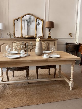 Mesa de comedor restaurada rústico francés