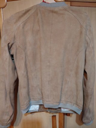 Chaqueta Massimo Dutti Suede Bomber Beige