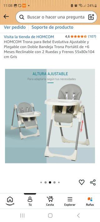 Trona HOMCOM Evolutiva Ajustable Gris