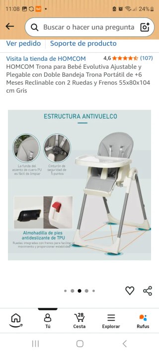 Trona HOMCOM Evolutiva Ajustable Gris