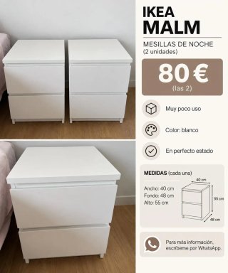 Mesitas de Noche IKEA MALM (2 unidades)