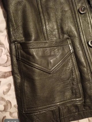 Chaqueta de piel hombre negra
