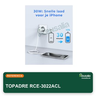 TOPADRE cargador enchufe USB-C 30W móvil