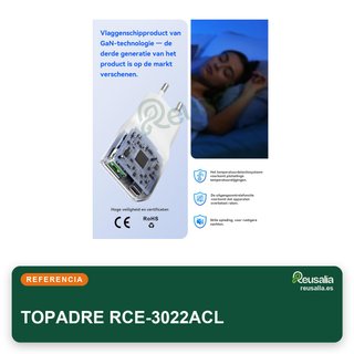 TOPADRE cargador enchufe USB-C 30W móvil