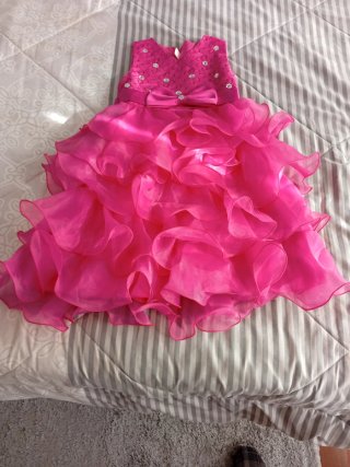 Vestido fiesta niña rosa volantes