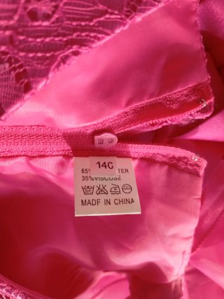 Vestido fiesta niña rosa volantes