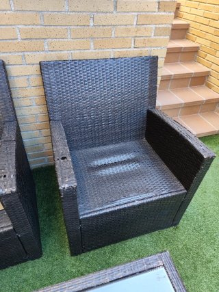 Conjunto de jardín ratán marrón y negro