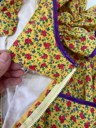 386 Traje Flamenca Talla 34/36 Amarillo Flores