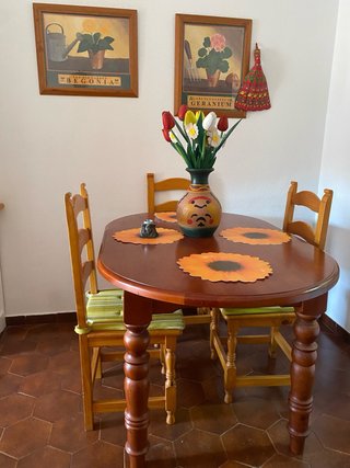 Mesa de comedor y 4 sillas de madera