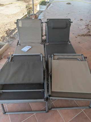 4 Tumbonas Aluminio Beige y Gris