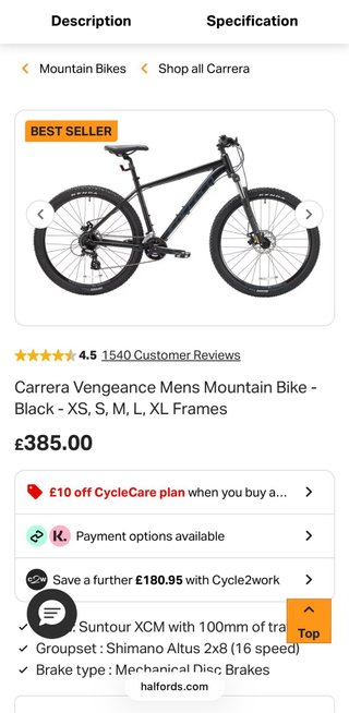 Bici Montaña Carrera Vengeance XL-precio negociabl