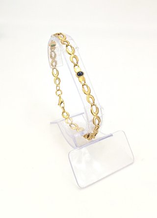 Pulsera de oro de 18k piedras, 8.39 g, 19.5 cm.