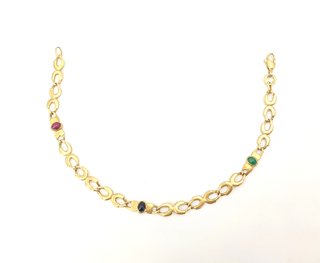 Pulsera de oro de 18k piedras, 8.39 g, 19.5 cm.