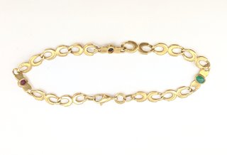 Pulsera de oro de 18k piedras, 8.39 g, 19.5 cm.