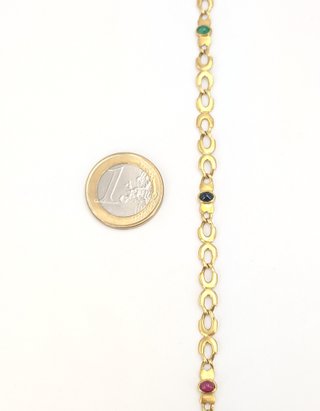 Pulsera de oro de 18k piedras, 8.39 g, 19.5 cm.