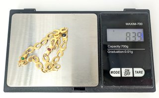 Pulsera de oro de 18k piedras, 8.39 g, 19.5 cm.