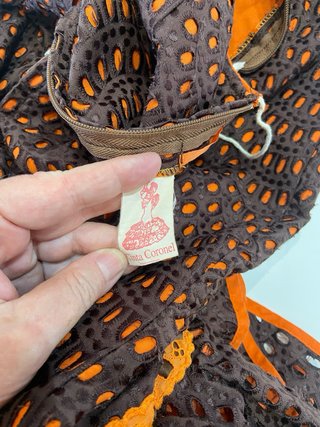 384 Vestido Sevillana Marrón y Naranja