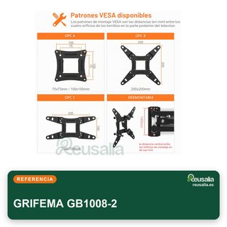 GRIFEMA GB1008-2 soporte TV pared 13-43" 20kg