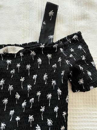 Vestido H&M Negro Palmeras 8-10 años