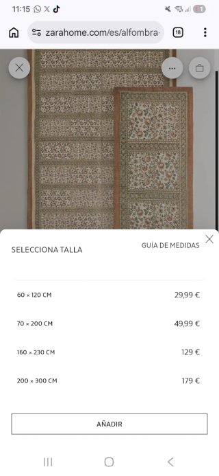 Alfombra Zara Home 160x230cm Beige Multicolor