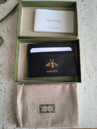 Portacartellini Gucci Pelle Nero Ape Dorato Nuovo