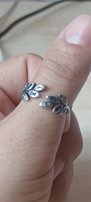 Anello Foglia Blu in Argento