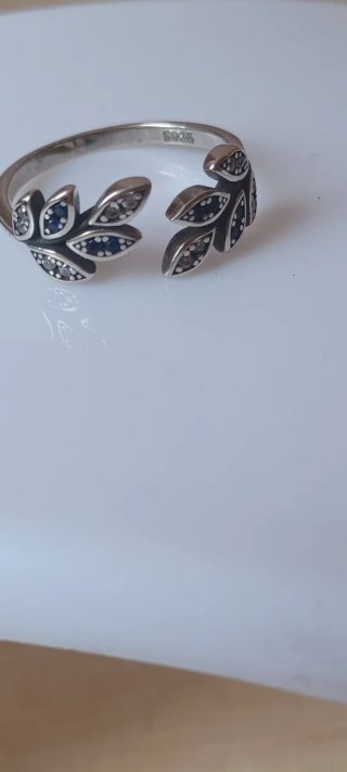 Anello Foglia Blu in Argento