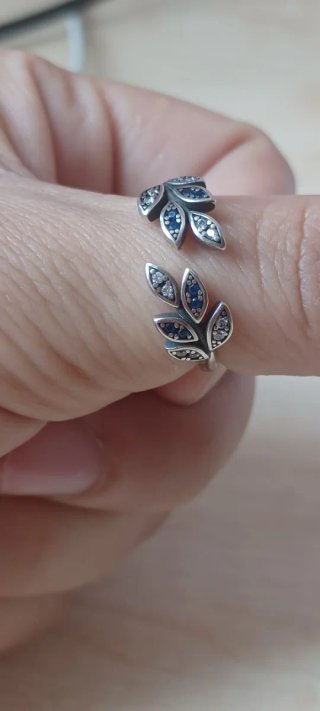 Anello Foglia Blu in Argento
