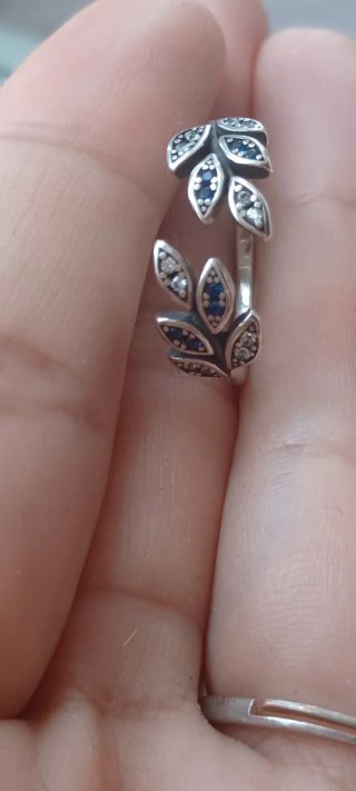 Anello Foglia Blu in Argento