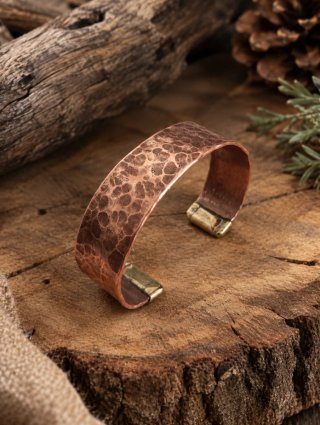 Brazalete Cobre Martillado Único.