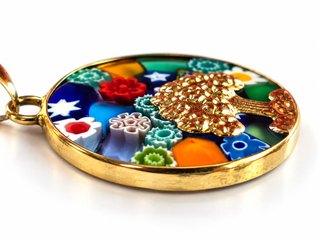 Colgante Oro 18K Millefiori Árbol Vida