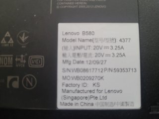Lenovo B580 Portátil Negro/Gris