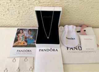 Collar Pandora de plata 925 con corazon rosa