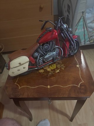 Figura Moto Metal Roja Decorativa