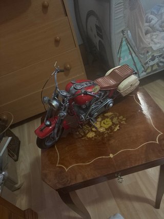 Figura Moto Metal Roja Decorativa