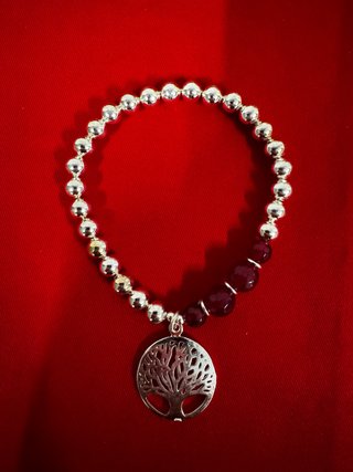 Pulsera elástica árbol de la vida baño en plata