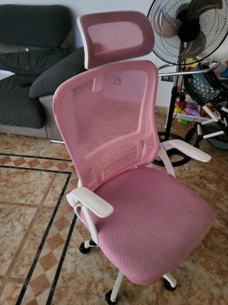 Silla de Oficina Rosa y Blanca
