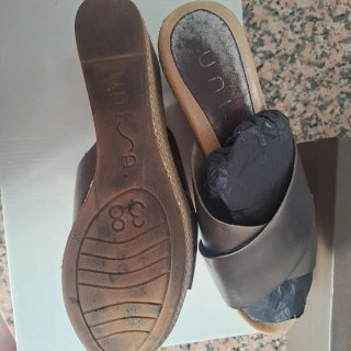 Sandalias Unisa Piel Marrón y Dorado Talla 38