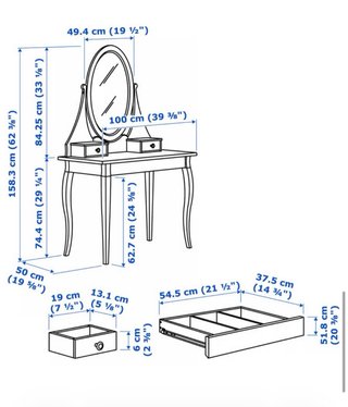 Tocador IKEA HEMNES Blanco con Espejo
