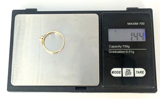 Solitario de oro de 18k circonita, 1.44 g, T-16.