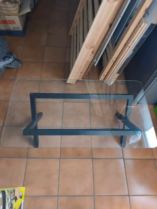 Mesa baja cristal y metal